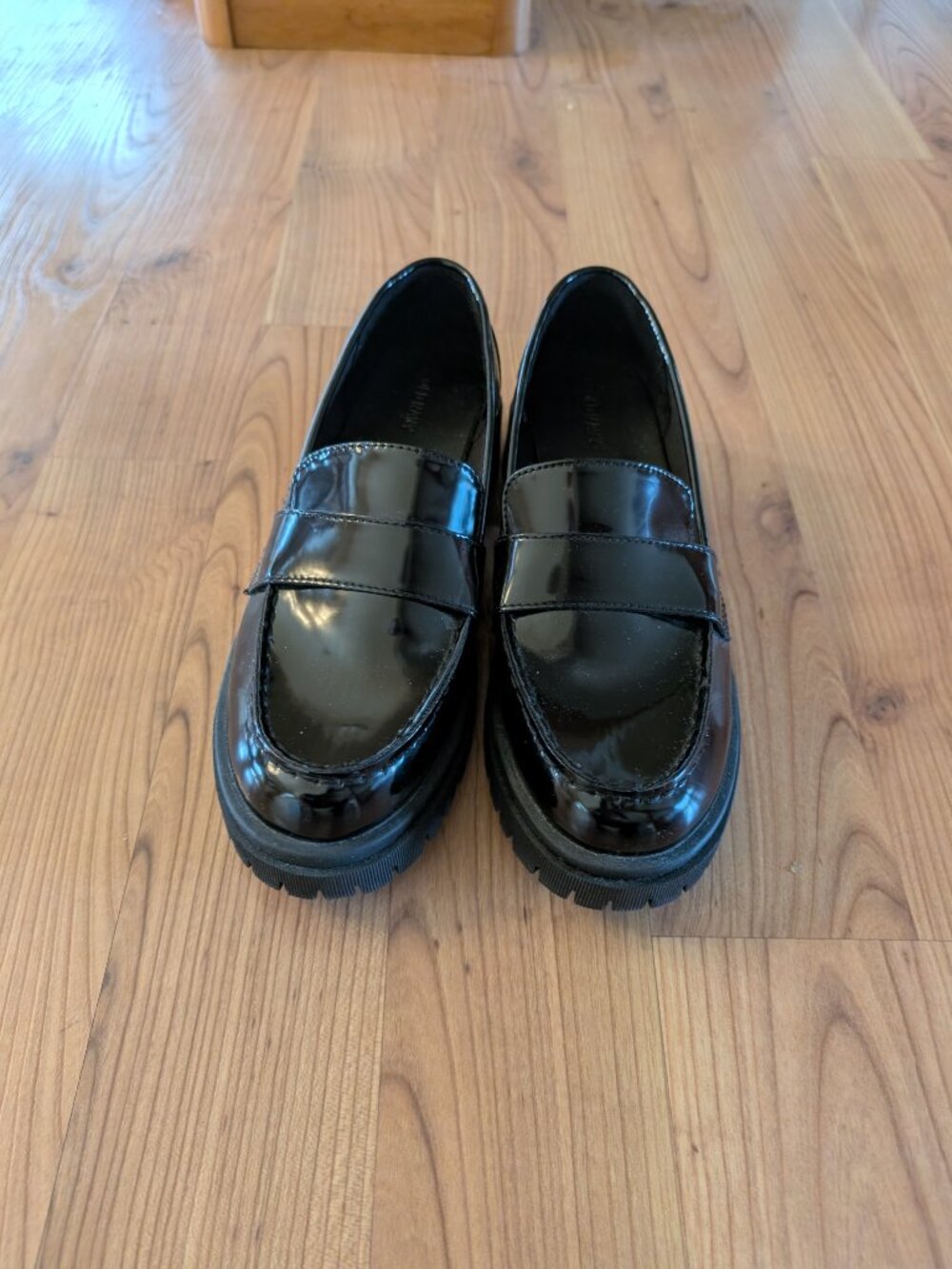 Black patent loafers